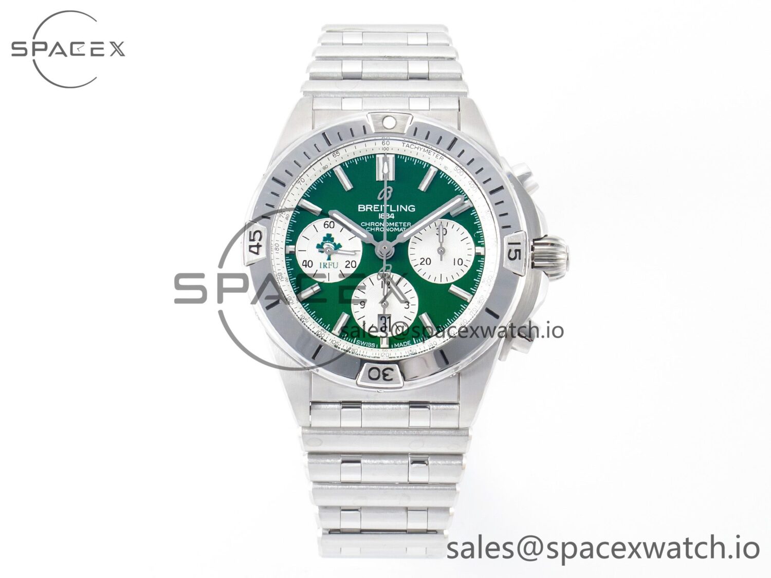 Chronomat B01 Ireland 42mm SS BLSF reference-accurate Green Dial on SS Bracelet A7750 — custom-built watch