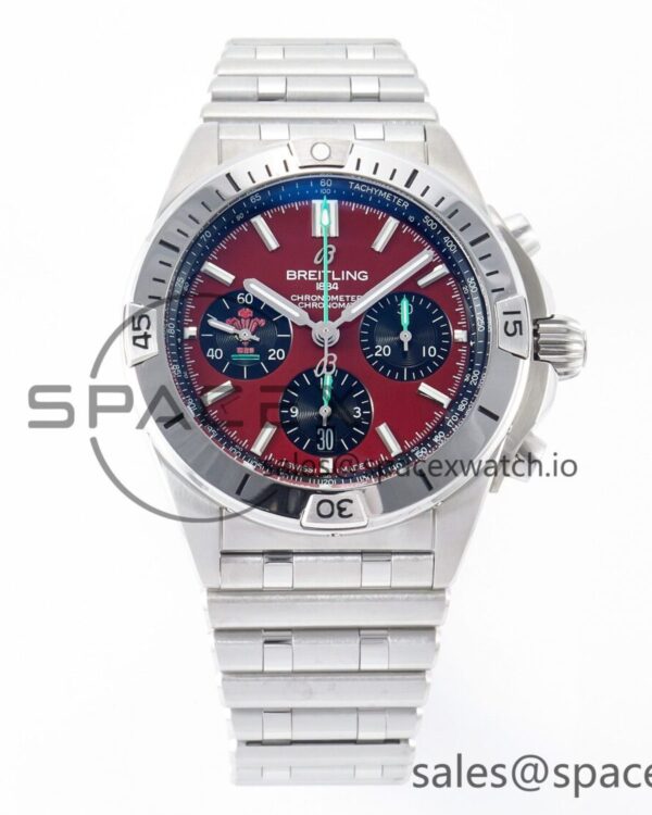 Chronomat B01 Wales 42mm SS BLSF reference-accurate Red Dial on SS Bracelet A7750 — custom-built watch