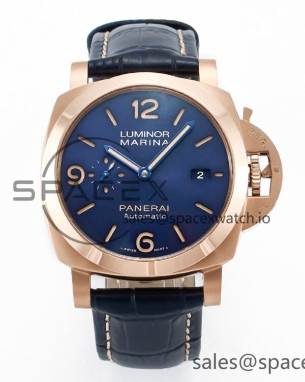 PAM1157 W TTF reference-accurate on Blue Leather Strap P9010 — custom-built watch