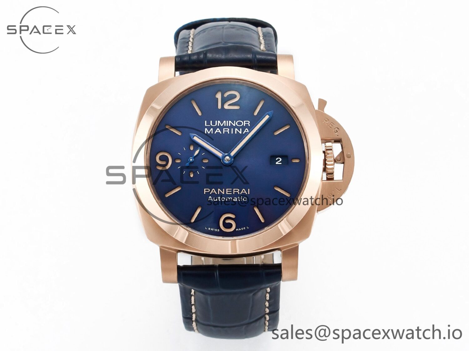 PAM1157 W TTF reference-accurate on Blue Leather Strap P9010 — custom-built watch