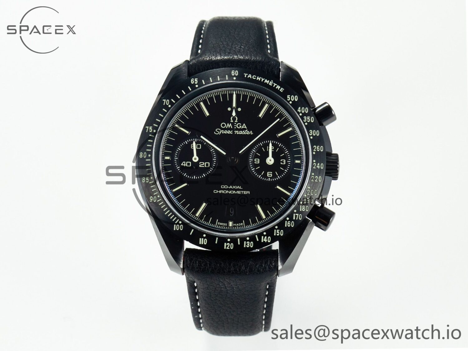 Speedmaster “Dark Side of The Moon” Real Ceramic N1F reference-accurate on Leather Strap A9900 — custom-built watch