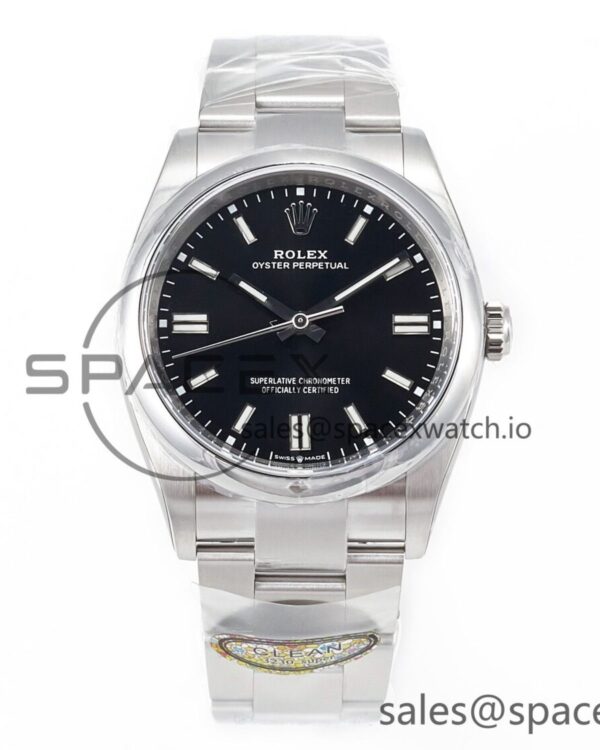 Oyster Perpetual 126000 36mm Clean reference-accurate 904L Steel Black Dial VR3230 — custom-built watch
