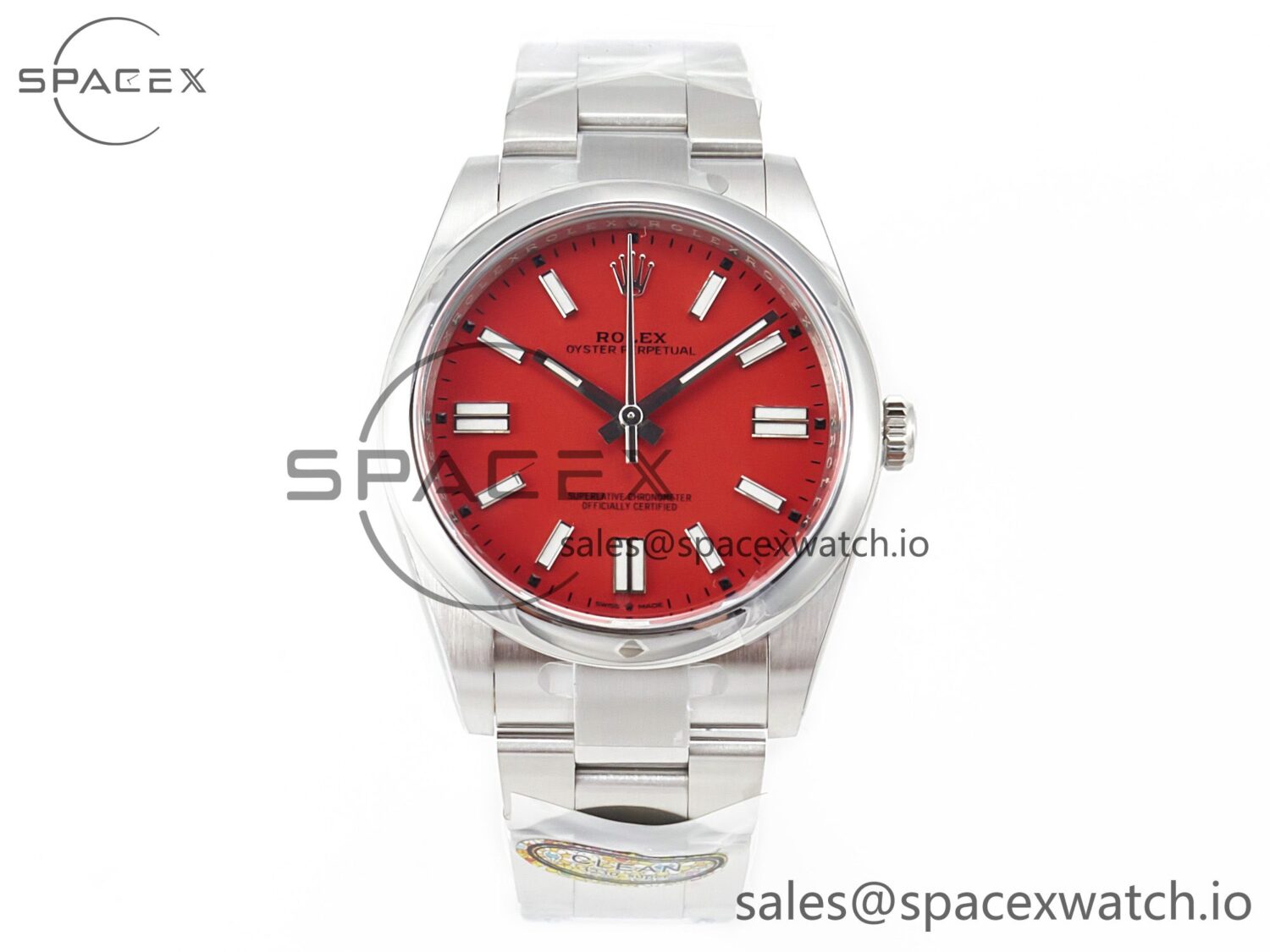 Oyster Perpetual 126000 41mm Clean reference-accurate 904L Steel Red Dial VR3230 — custom-built watch