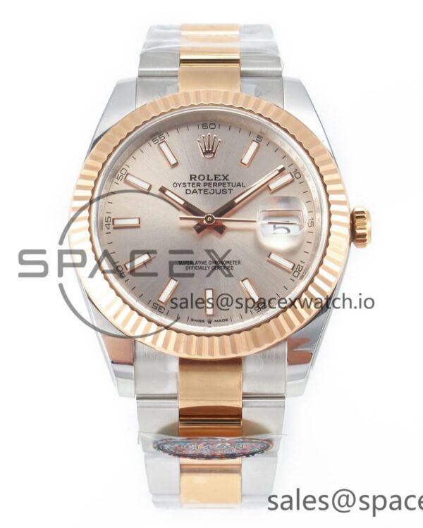 DateJust 41 126331 Clean 904L SS/RG reference-accurate Champagne Dial on Oyster Bracelet VR3235 — custom-built watch