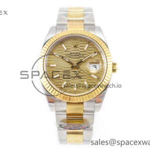 DateJust 41 126333 Clean reference-accurate 904L Steel YG Textured Dial on SS/YG Oyster Bracelet VR3235 — custom-built watch