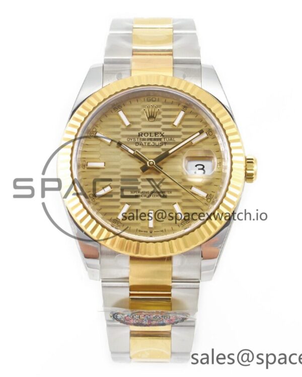 DateJust 41 126333 Clean reference-accurate 904L Steel YG Textured Dial on SS/YG Oyster Bracelet VR3235 — custom-built watch