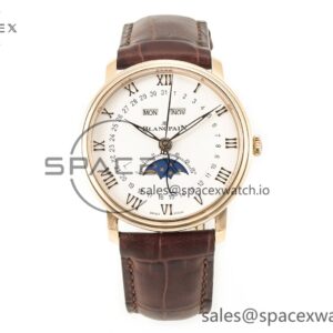 Villeret 6654 SS Complicated Function APSF reference-accurate White Dial on Leather Strap A6654 — custom-built watch