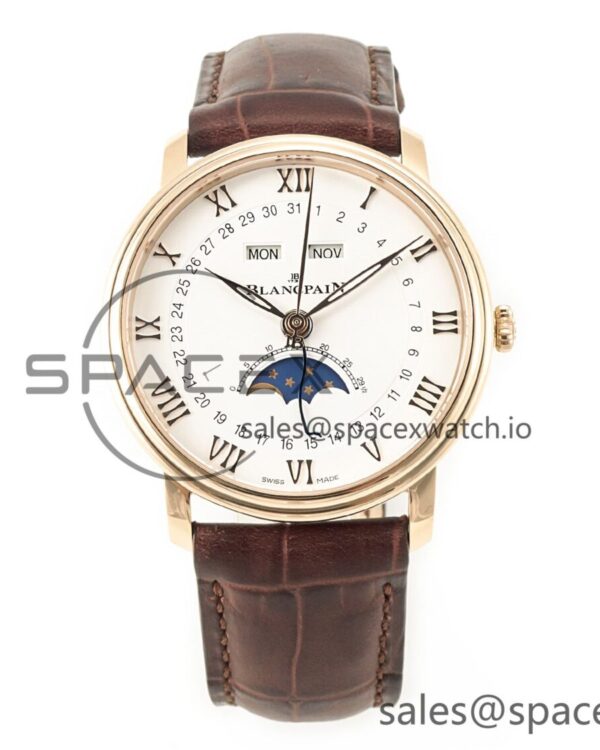 Villeret 6654 SS Complicated Function APSF reference-accurate White Dial on Leather Strap A6654 — custom-built watch