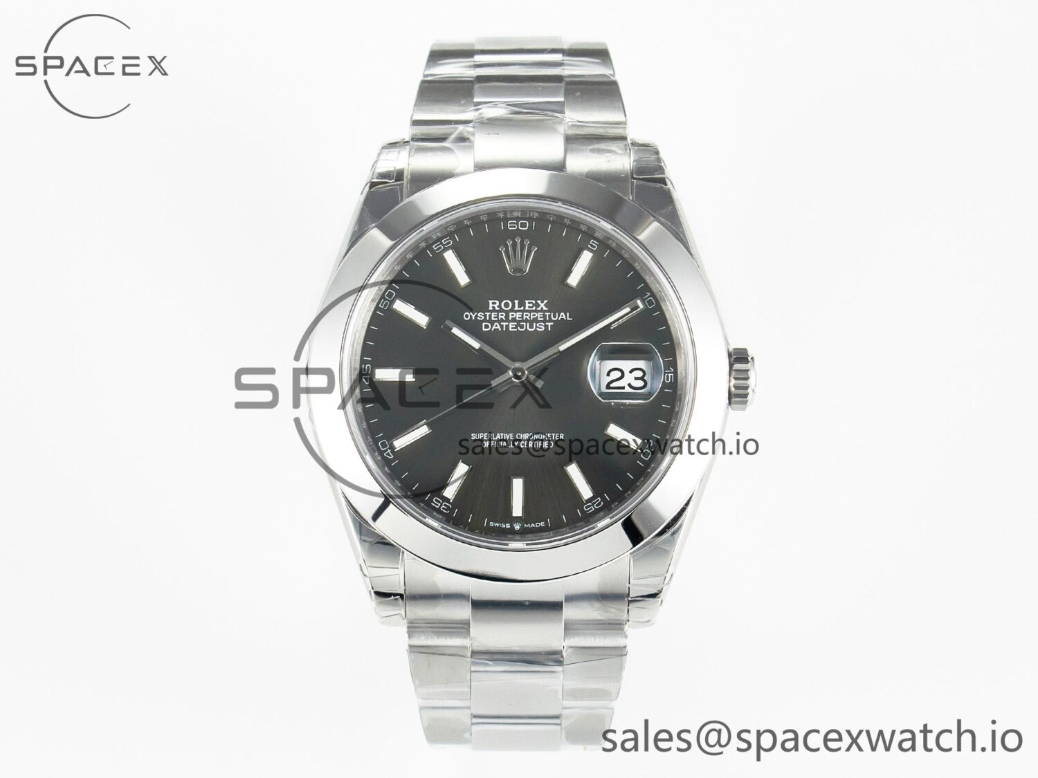 DateJust 41 126334 904L SS VSF reference-accurate Gray Dial on Oyster Bracelet VS3235 — custom-built watch