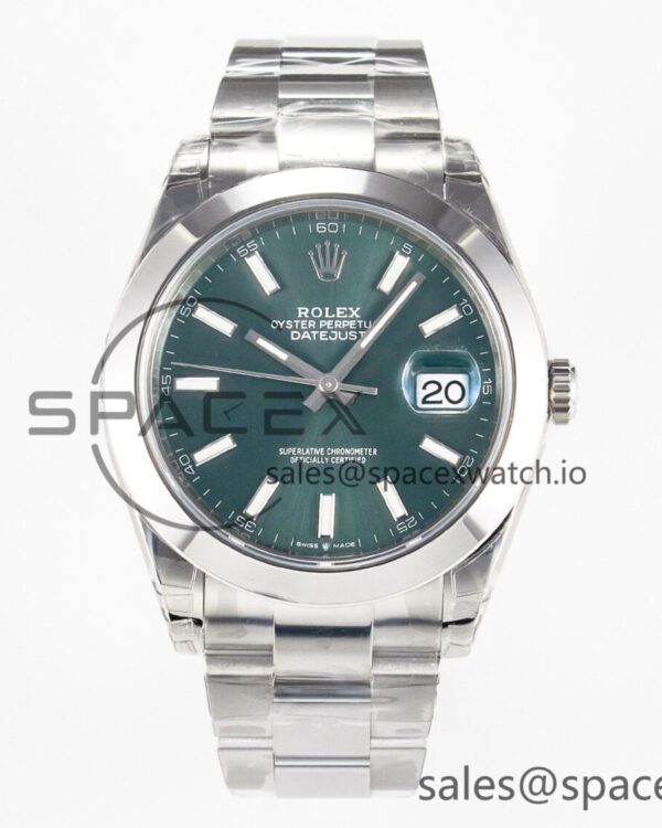DateJust 41 126330 904L SS VSF reference-accurate Green Dial on Oyster Bracelet VS3235 — custom-built watch