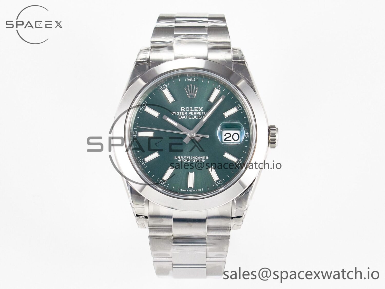 DateJust 41 126330 904L SS VSF reference-accurate Green Dial on Oyster Bracelet VS3235 — custom-built watch