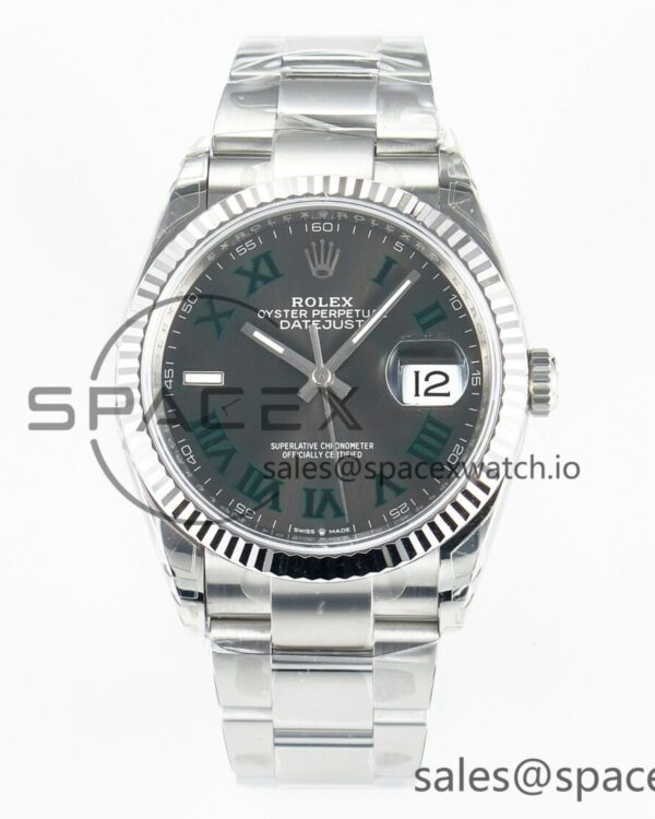 DateJust 36 SS 116234 VSF reference-accurate 904L Steel Gray Green Roman Dial on oyster Bracelet VS3235 — custom-built watch