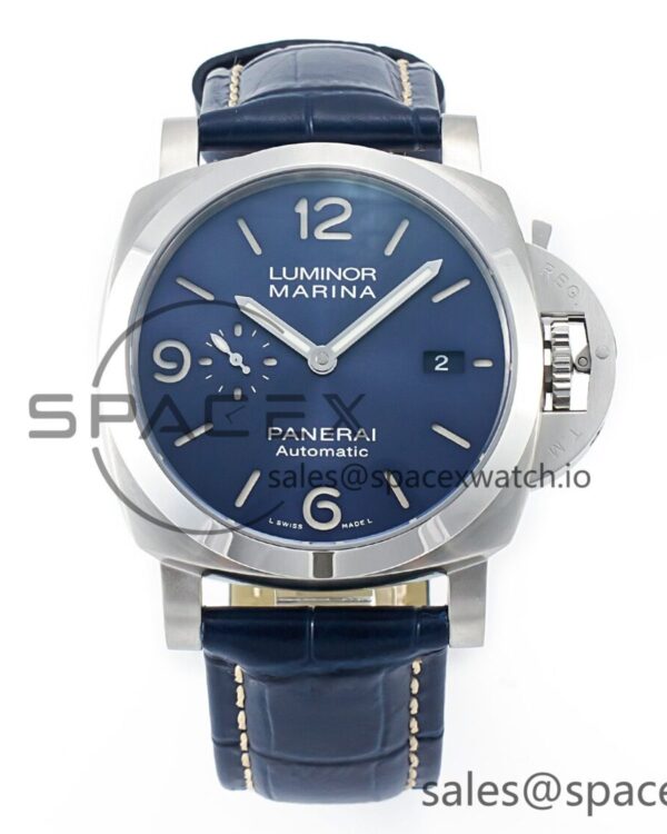 PAM1313 W TTF reference-accurate on Blue Leather Strap P9010 — custom-built watch