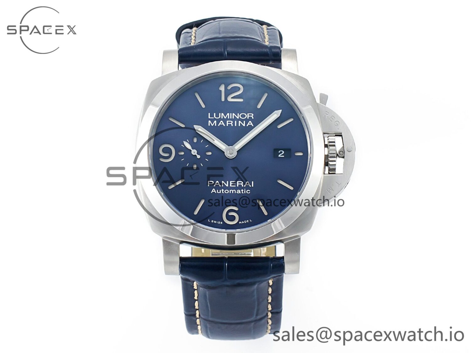 PAM1313 W TTF reference-accurate on Blue Leather Strap P9010 — custom-built watch