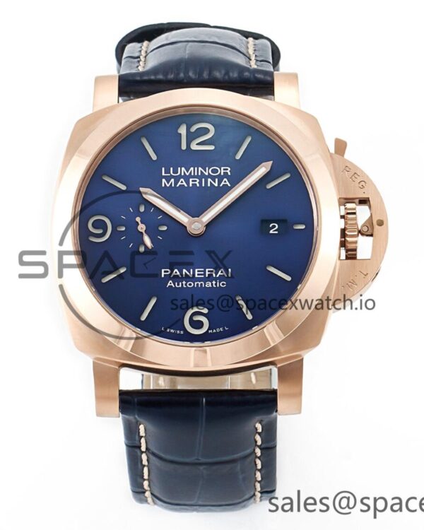 PAM1112 W TTF reference-accurate on Blue Leather Strap P9010 — custom-built watch