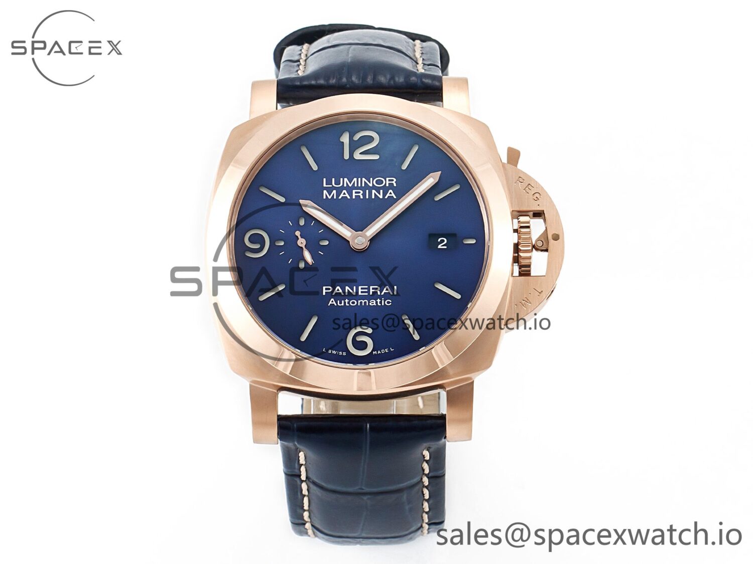 PAM1112 W TTF reference-accurate on Blue Leather Strap P9010 — custom-built watch