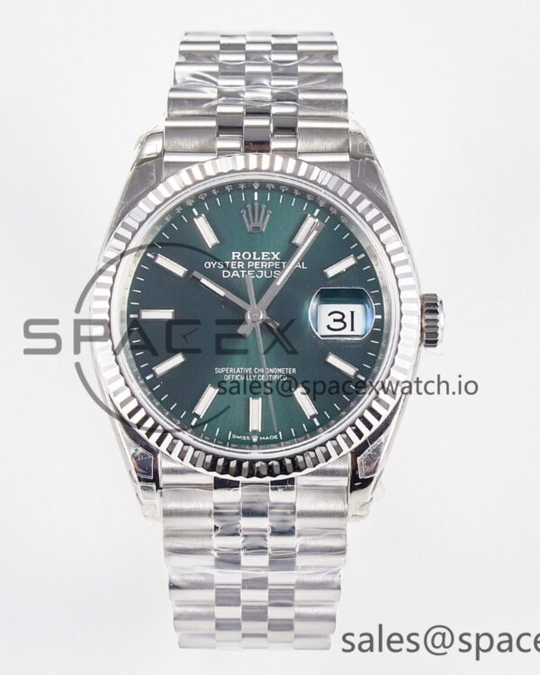DateJust 36 126200 904L SS VSF reference-accurate Green Dial on Jubilee Bracelet VS3235 — custom-built watch