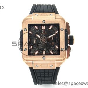 Square Bang Unico 42mm RG BBF reference-accurate Skeleton Dial on Black Rubber Strap A1280 — custom-built watch
