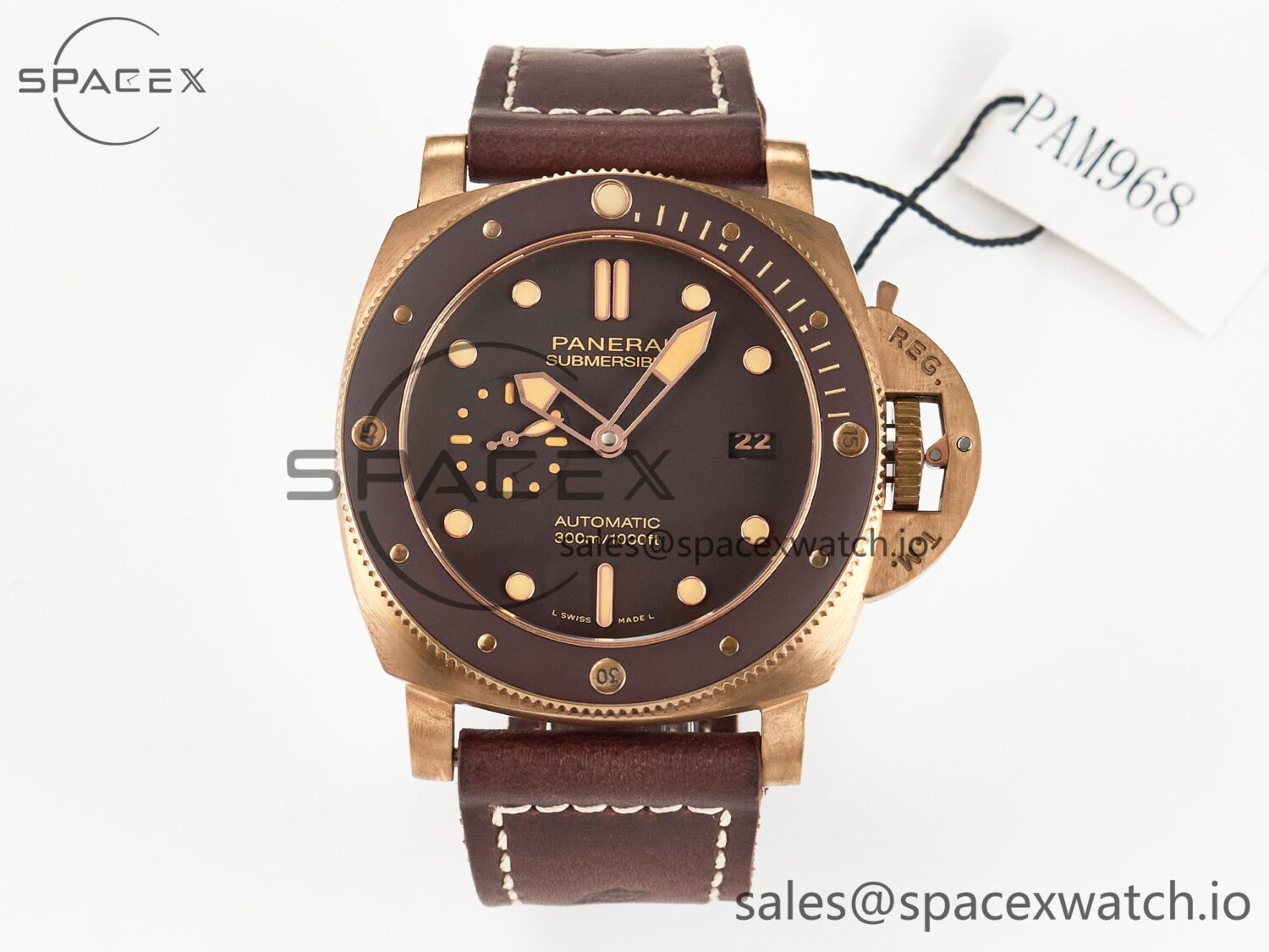 PAM968 V Bronzo VSF reference-accurate Brown Ceramic Bezel and Dial on Brown Calfskin Strap P.9010 build — custom-built watch
