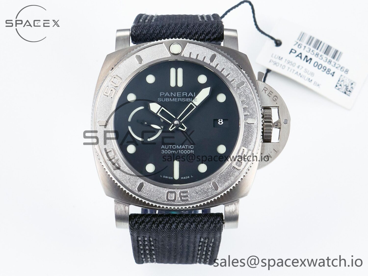 PAM984 Mike Horn Submersible VSF reference-accurate Black Dial on Black Nylon Strap P.9010 build — custom-built watch