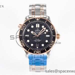 2018 Seamaster Diver 300M SS/RG VSF reference-accurate RG Bezel Black Dial on SS/RG Bracelet A8800 — custom-built watch