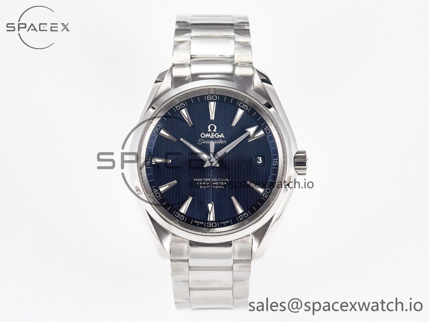 Aqua Terra 150M SS VSF reference-accurate Blue Textured Dial on SS Bracelet A8500 hand-finished build — custom-built watch
