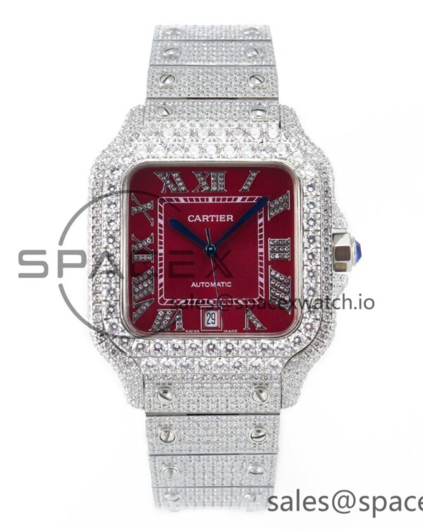 Santos De 40mm TWF reference-accurate Red Dial SS/SS Dia/Rmn A2824 — custom-built watch