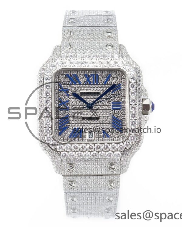 Santos De 40mm TWF reference-accurate Diamond Dial SS/SS Dia/Rmn A2824 — custom-built watch