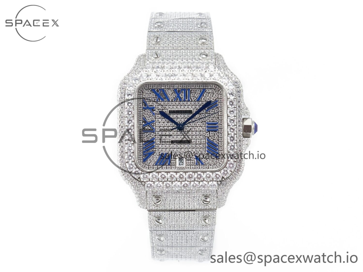 Santos De 40mm TWF reference-accurate Diamond Dial SS/SS Dia/Rmn A2824 — custom-built watch