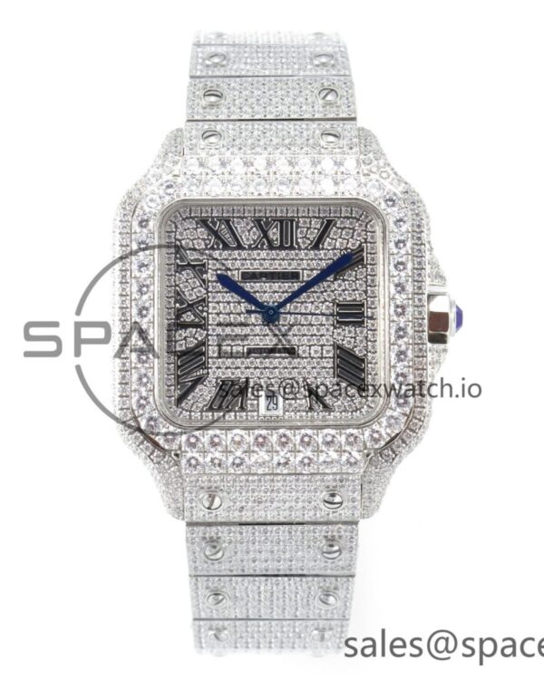 Santos De 40mm TWF reference-accurate Diamond Dial SS/SS Dia/Rmn A2824 — custom-built watch
