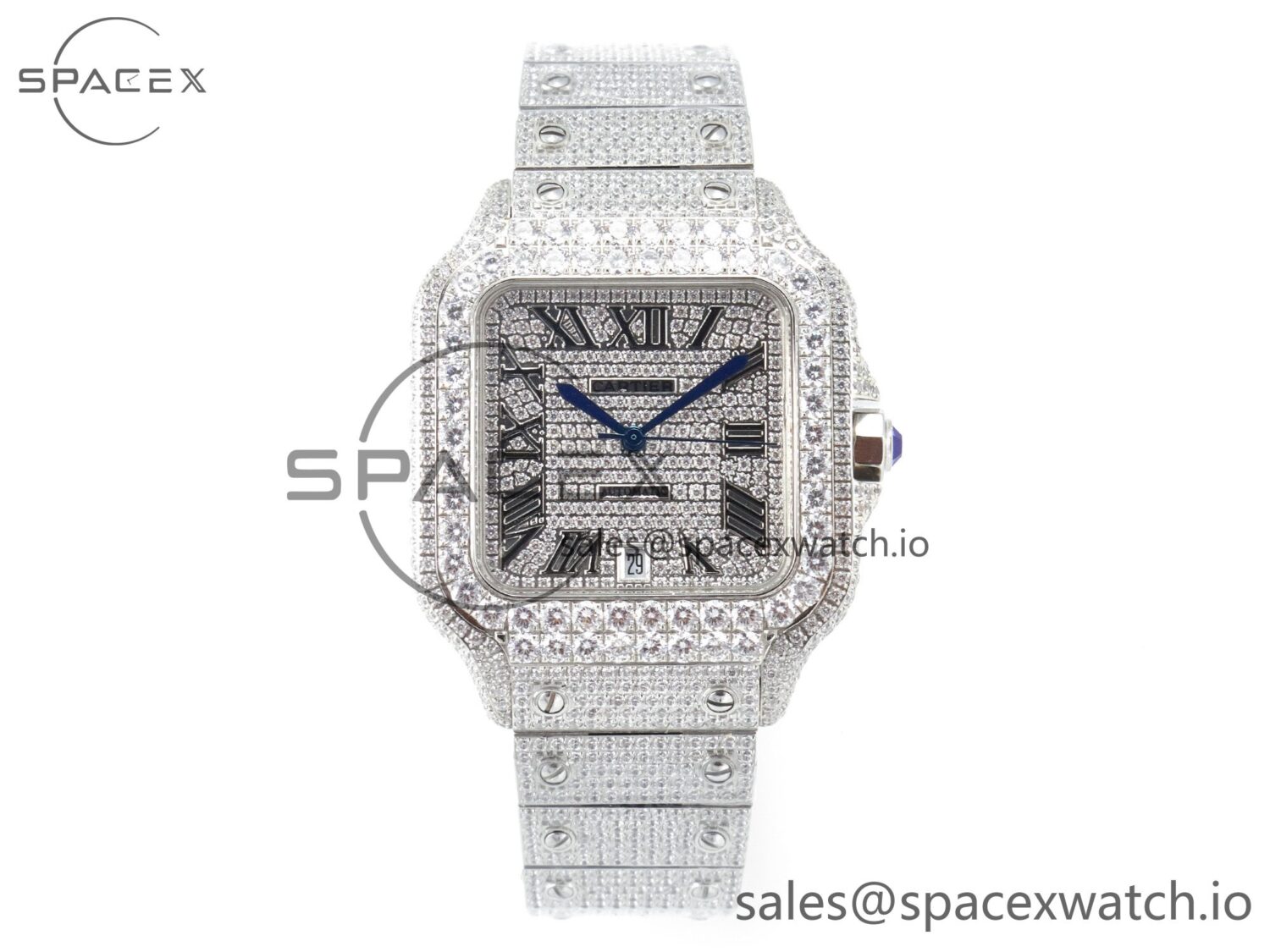 Santos De 40mm TWF reference-accurate Diamond Dial SS/SS Dia/Rmn A2824 — custom-built watch