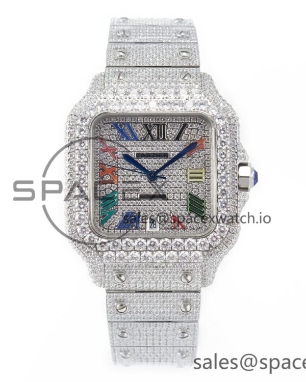 Santos De 40mm TWF reference-accurate Diamond Dial SS/SS Dia/Rmn A2824 — custom-built watch