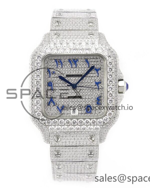 Santos De 40mm TWF reference-accurate Blue Diamond Dial SS/SS A2824 — custom-built watch