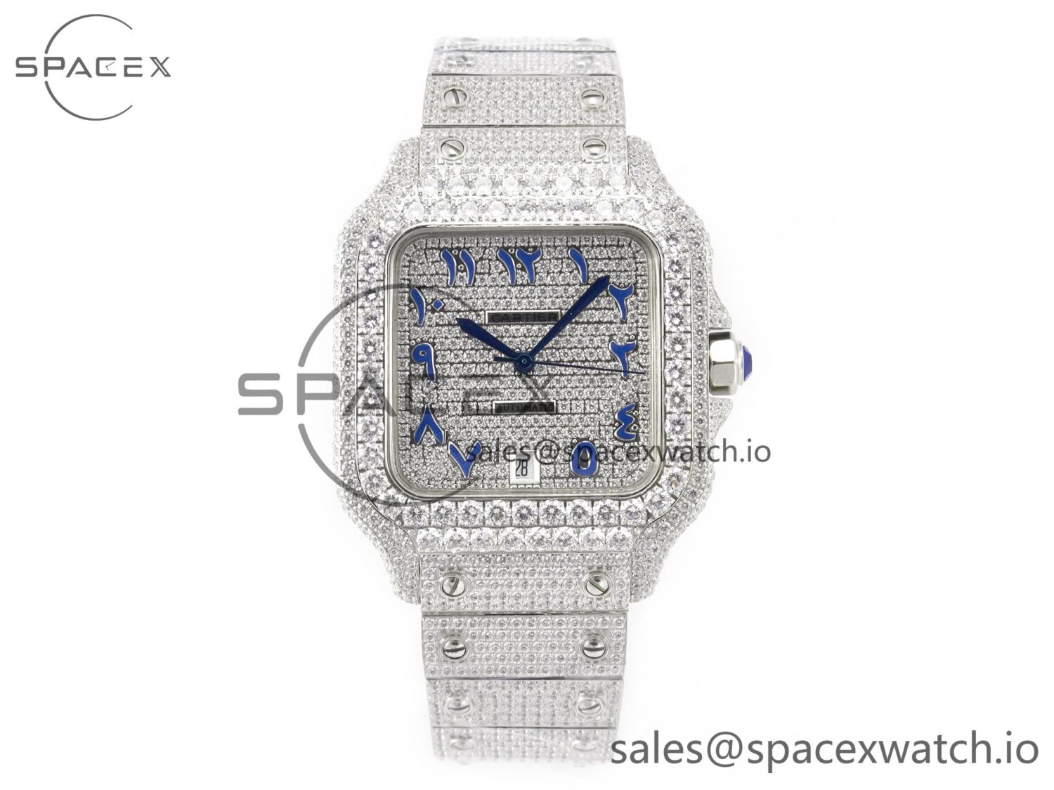 Santos De 40mm TWF reference-accurate Blue Diamond Dial SS/SS A2824 — custom-built watch