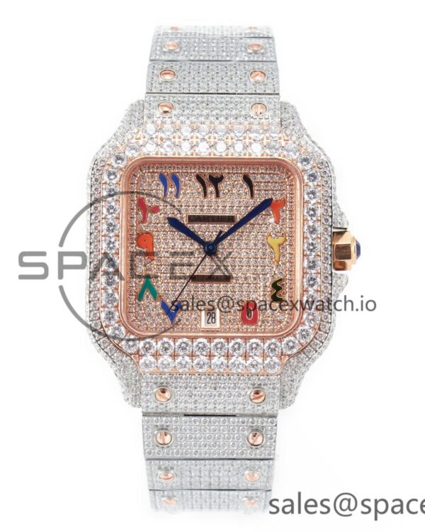 Santos De 40mm TWF reference-accurate RG Diamond Dial SS/RG A2824 — custom-built watch