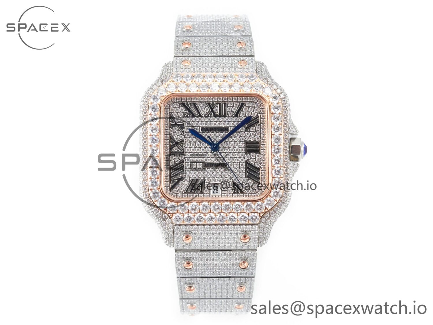 Santos De 40mm TWF reference-accurate Diamond Dial SS/RG Dia/Rmn A2824 — custom-built watch