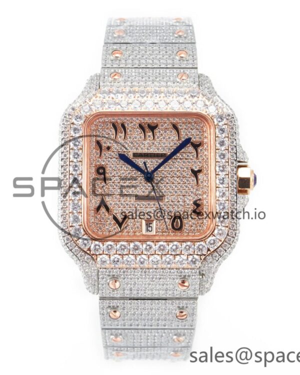 Santos De 40mm TWF reference-accurate RG Diamond Dial SS/RG A2824 — custom-built watch
