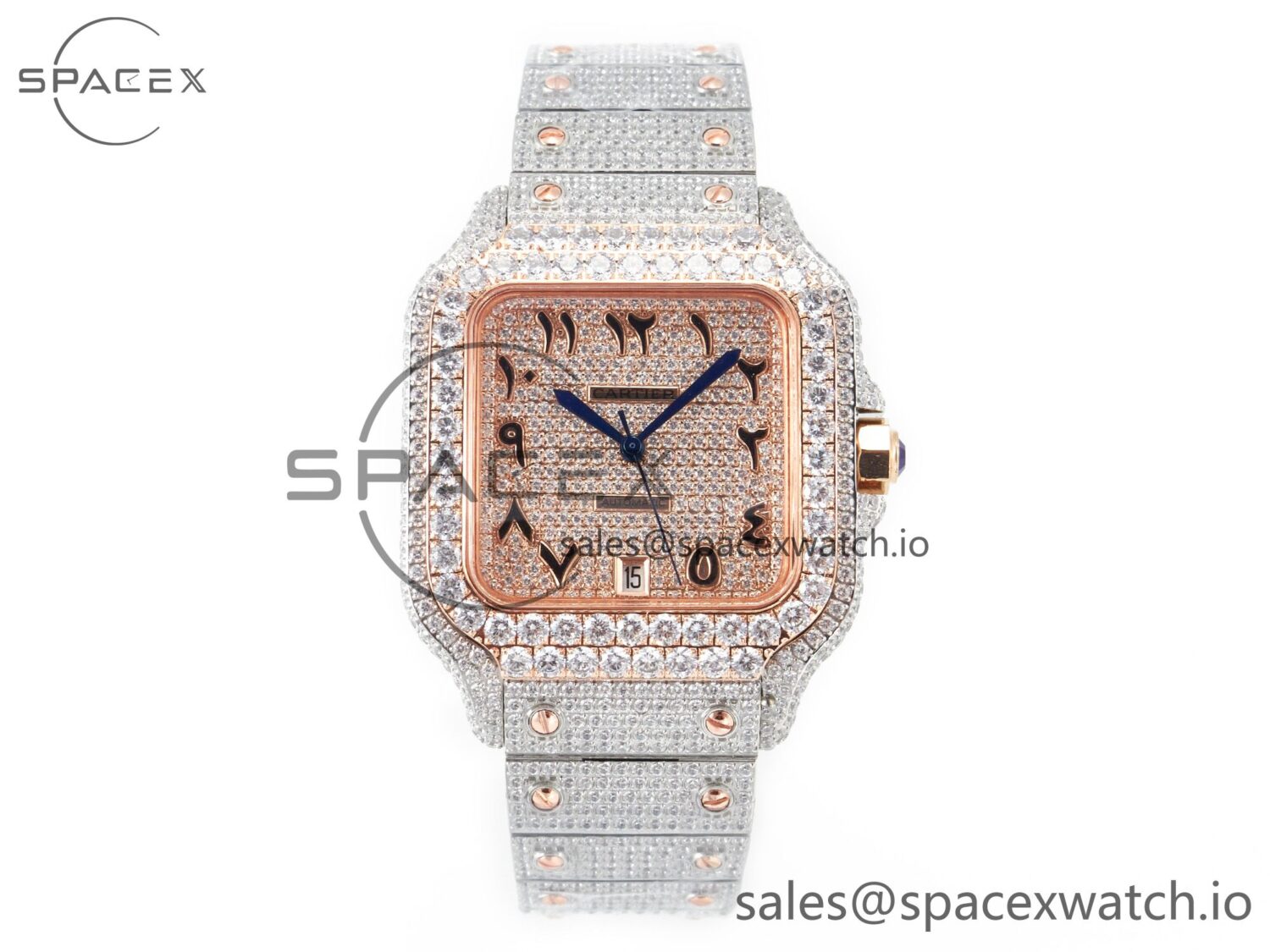 Santos De 40mm TWF reference-accurate RG Diamond Dial SS/RG A2824 — custom-built watch