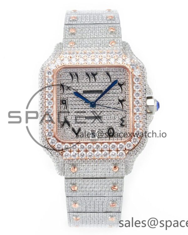 Santos De 40mm TWF reference-accurate RG Diamond Dial SS/RG A2824 — custom-built watch