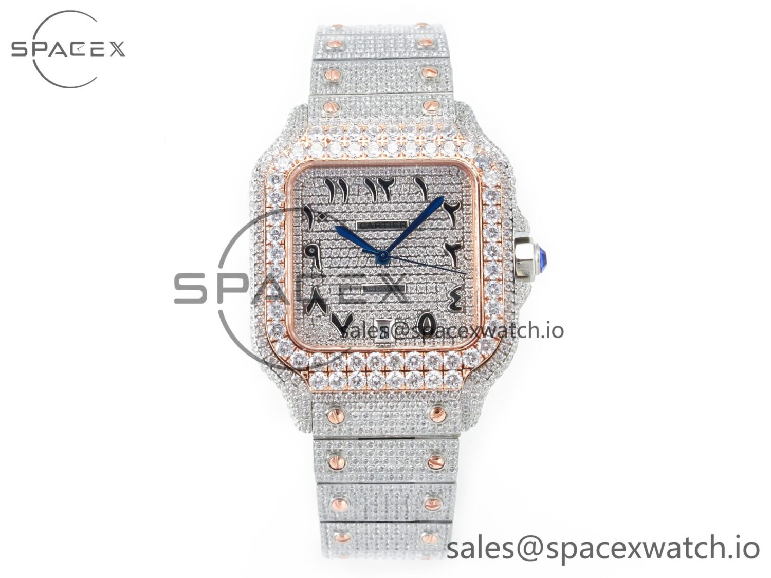 Santos De 40mm TWF reference-accurate RG Diamond Dial SS/RG A2824 — custom-built watch