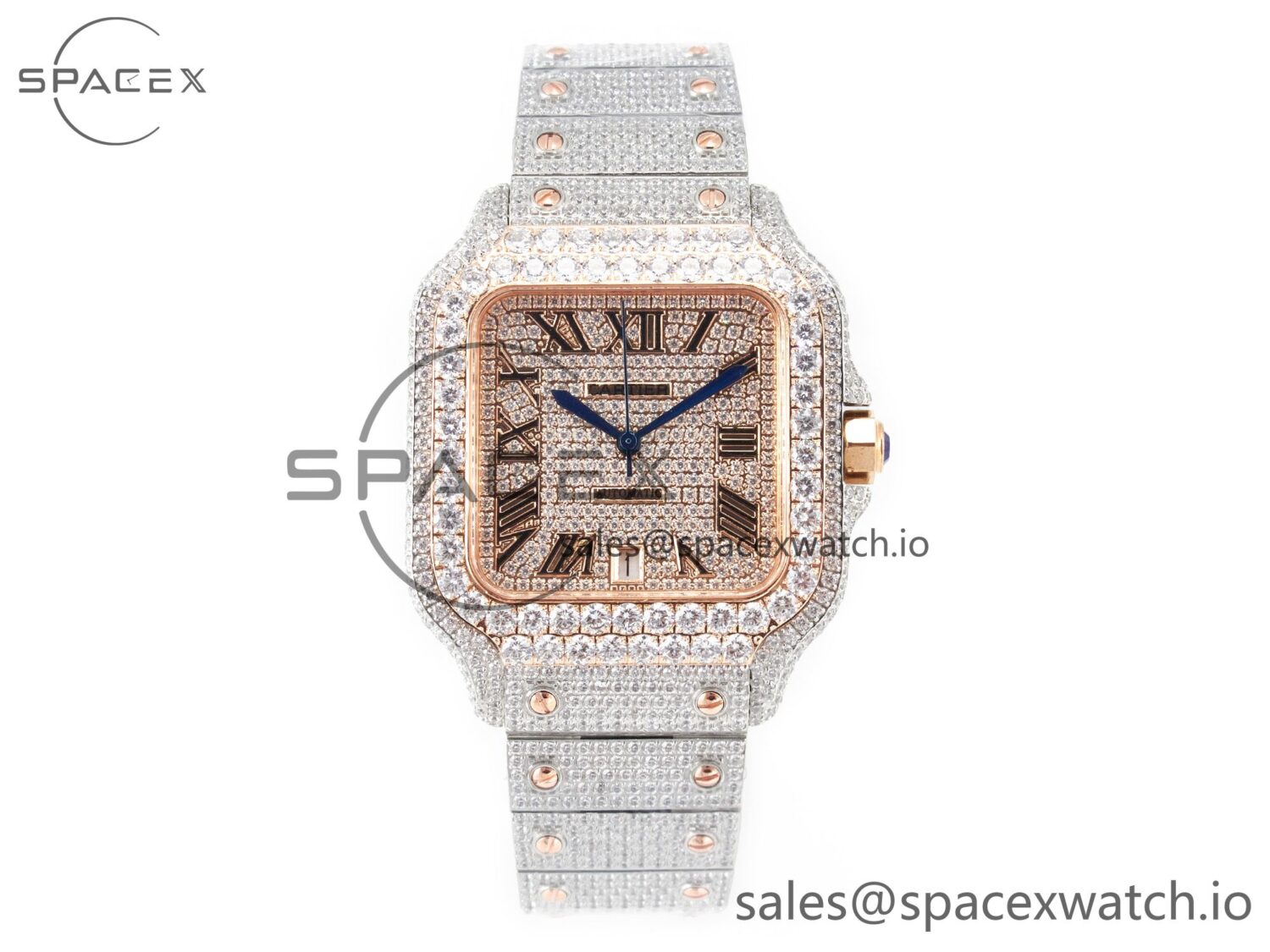 Santos De 40mm TWF reference-accurate RG Diamond Dial SS/RG Dia/Rmn A2824 — custom-built watch