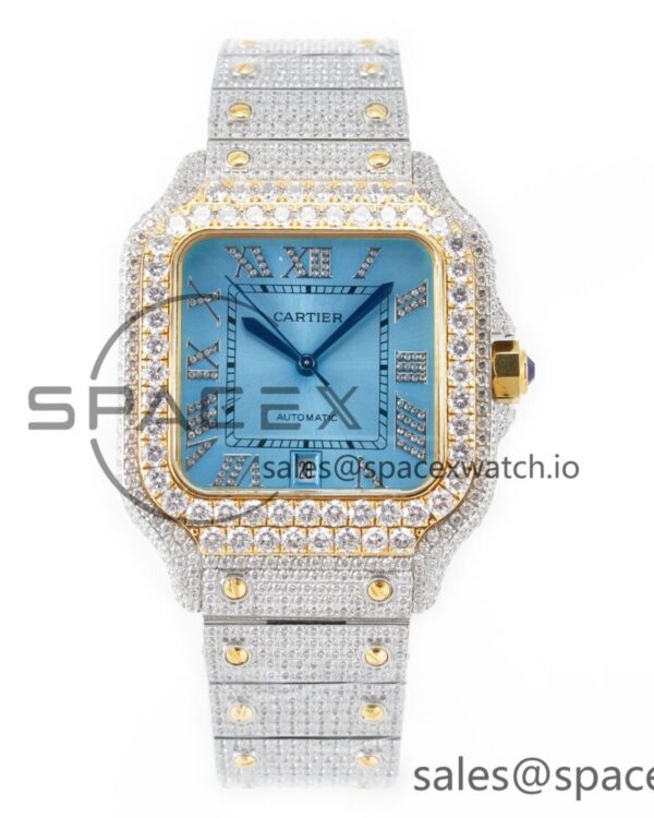 Santos De 40mm TWF reference-accurate RG Diamond Dial SS/YG Dia/Rmn A2824 — custom-built watch