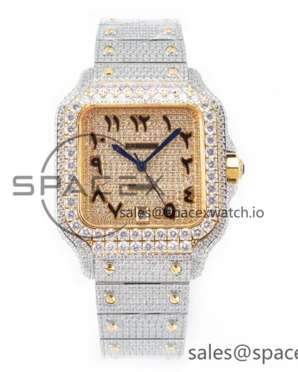 Santos De 40mm TWF reference-accurate YG Diamond Dial SS/YG A2824 — custom-built watch