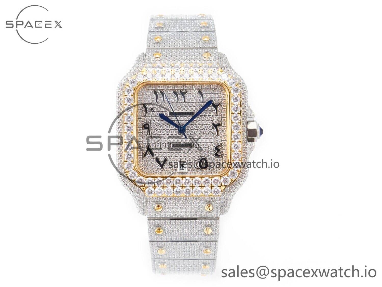 Santos De 40mm TWF reference-accurate YG Diamond Dial SS/YG A2824 — custom-built watch