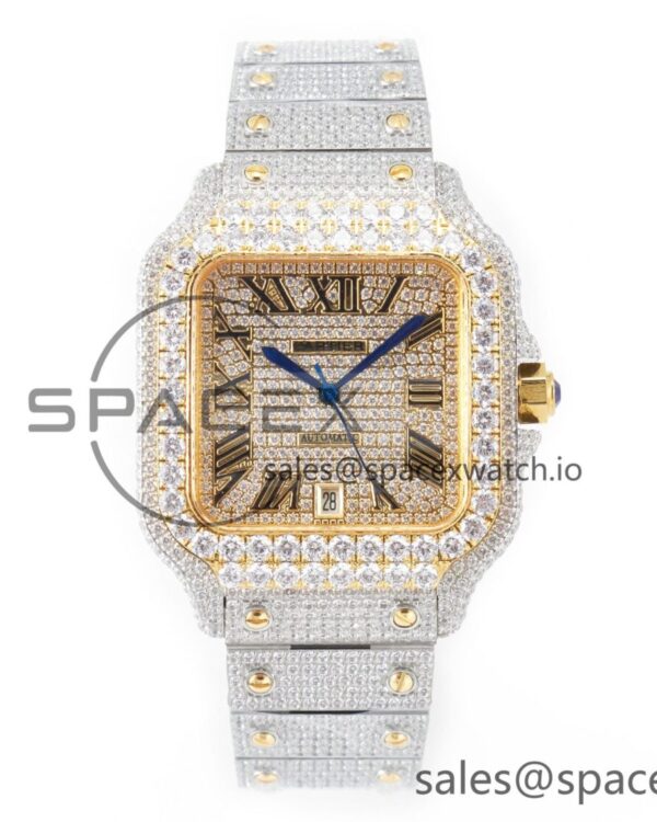 Santos De 40mm TWF reference-accurate RG Diamond Dial SS/YG Dia/Rmn A2824 — custom-built watch