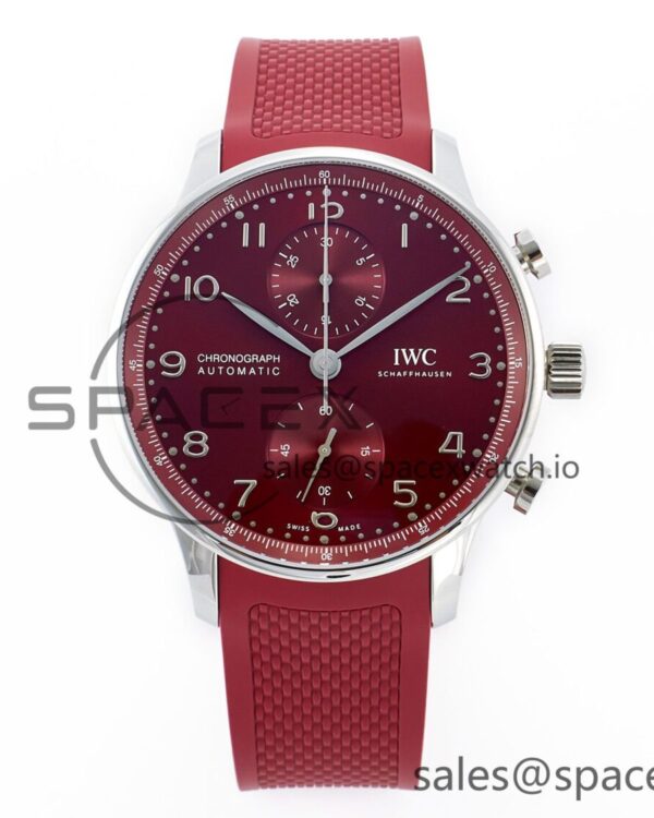 Portuguese Chrono IW3716 Z+F reference-accurate Red Dial on Red Rubber Strap A69355 — custom-built watch
