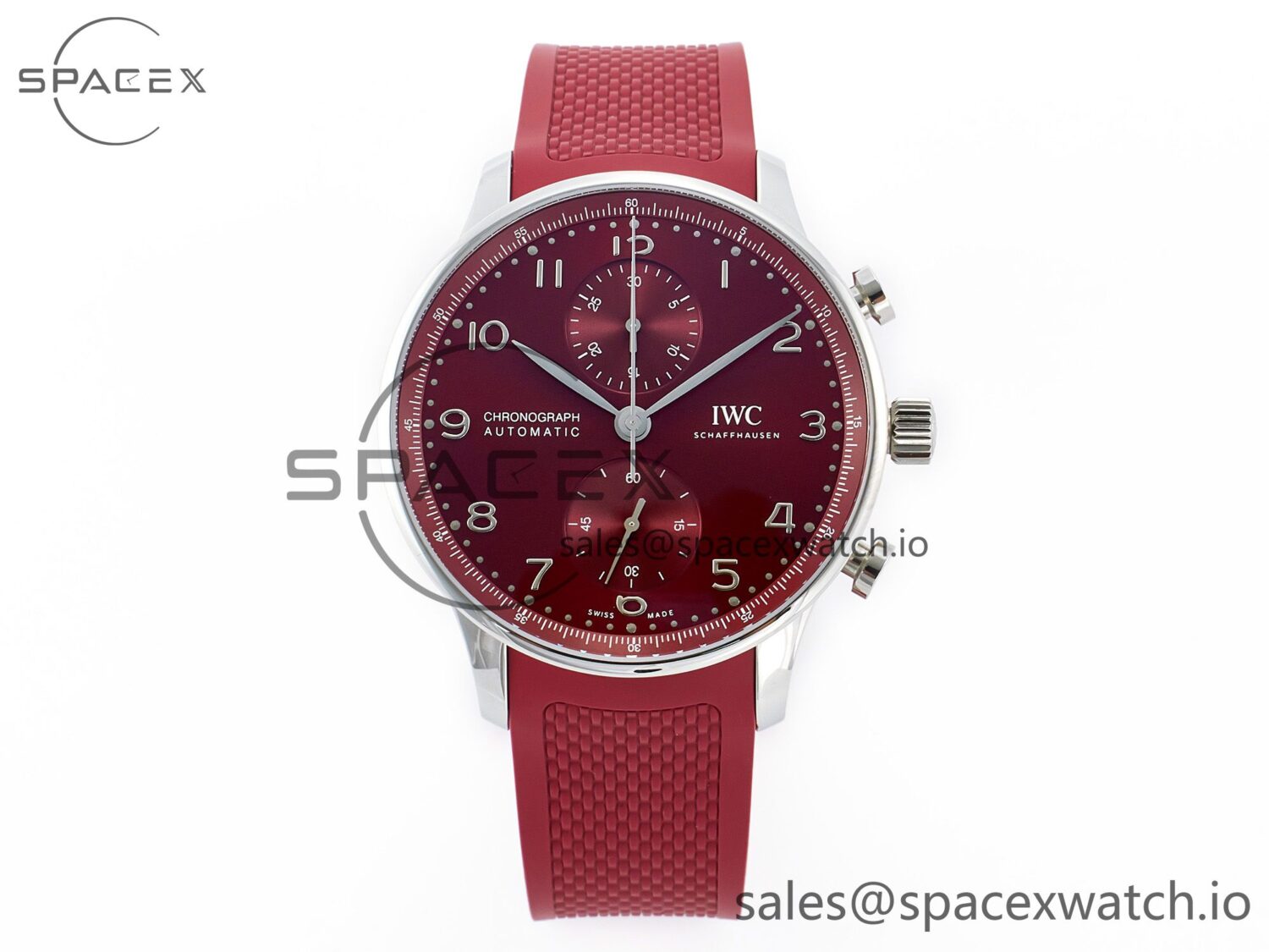 Portuguese Chrono IW3716 Z+F reference-accurate Red Dial on Red Rubber Strap A69355 — custom-built watch