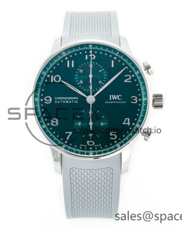 Portuguese Chrono IW3716 Z+F reference-accurate Green Dial on Gray Rubber Strap A69355 — custom-built watch