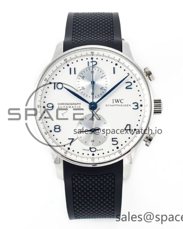 Portuguese Chrono IW3716 Z+F reference-accurate White Dial on Black Rubber Strap A69355 — custom-built watch