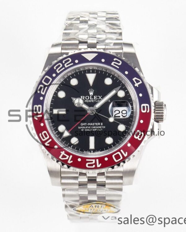 GMT-Master II 126710 BLRO Blue/Red Ceramic 904L ARF reference-accurate on Jubilee Bracelet SH3285 V3 — custom-built watch